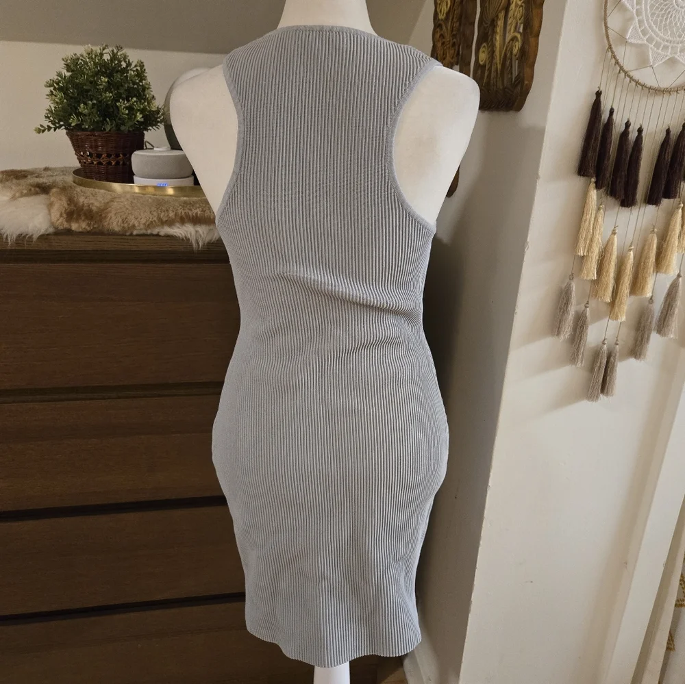 Aritzia Babaton Grey blue ribbed bodycon dress - Picture 3 of 5